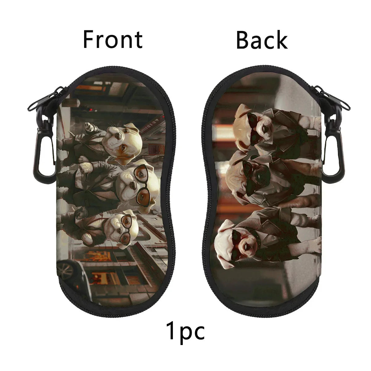 Cat & Dog Glasses Case with Carabiner Clip | Soft Eyeglass Pouch