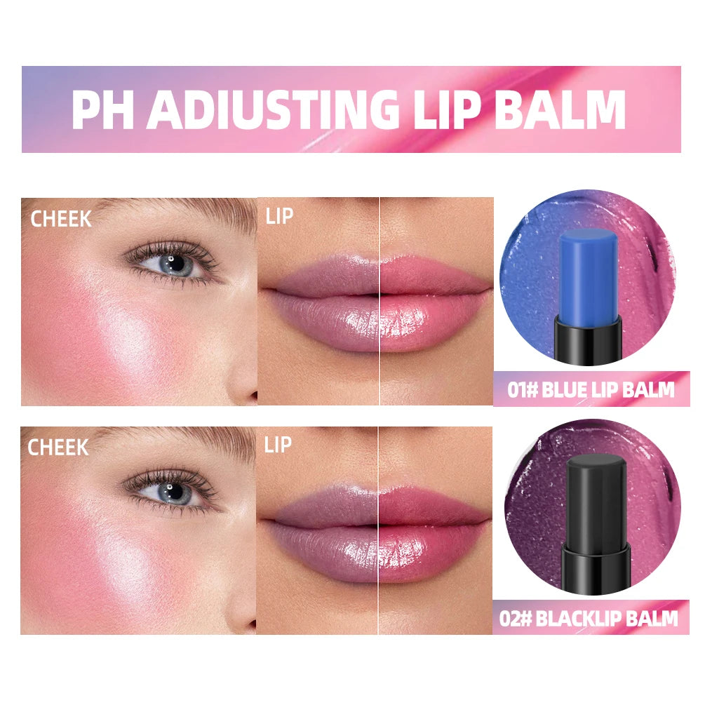 QIBEST 2 Pcs Color Changing Lipstick Kits Moisturizing Lasting PH Change Color Lip Balm Nourish Lip Stain Face Blush Makeup Sets Peaceful Pleasures Health and Wellness