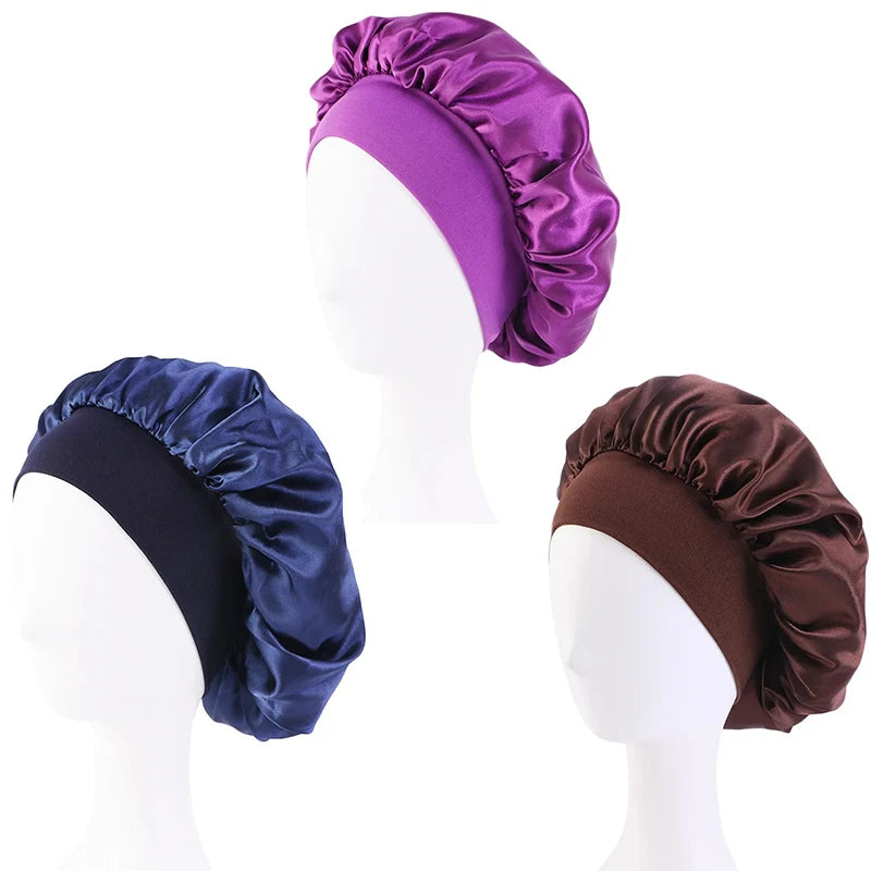 Women's Satin Sleep Bonnet | Wide Brim, Elastic Band Hair Care