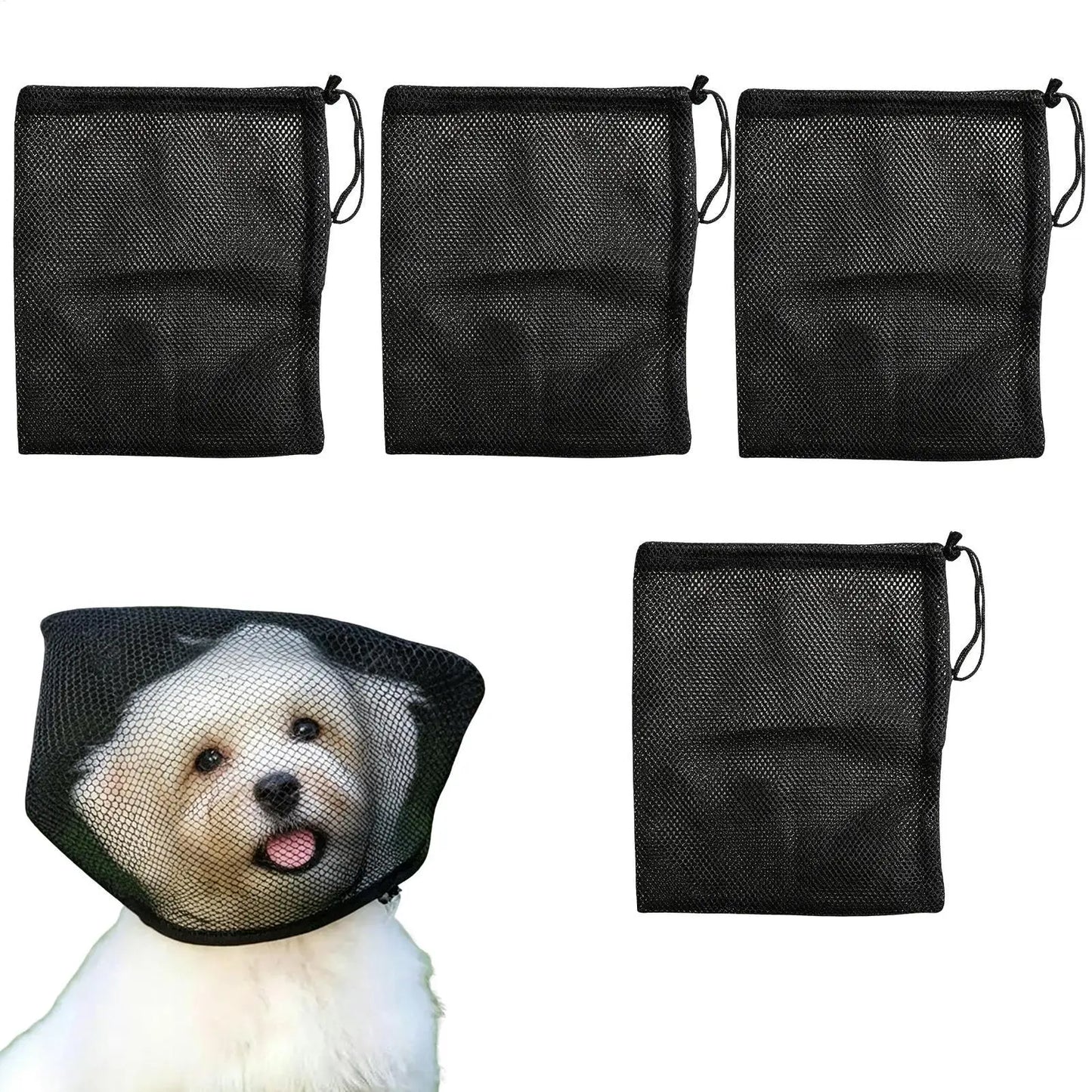 4-Pack Breathable Mesh Dog Face Guard – Adjustable S/M Fit