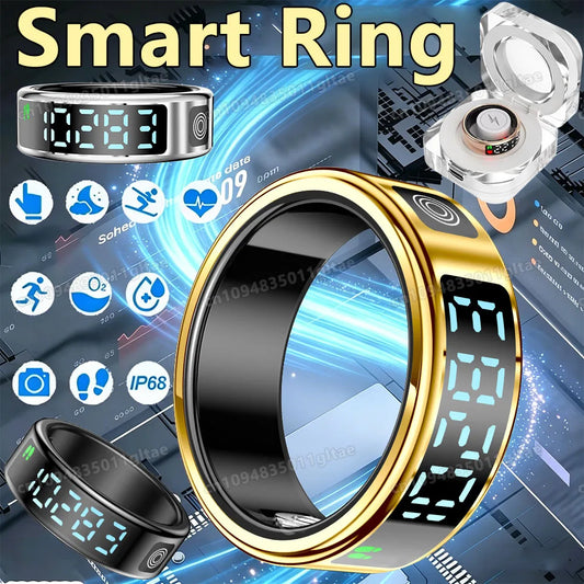 R11C Smart Ring Men Women LED Display Screen Health Ring Heart Rate Blood Oxygen Monitor Waterproof Smartring for Android IOS Peaceful Pleasures Health and Wellness