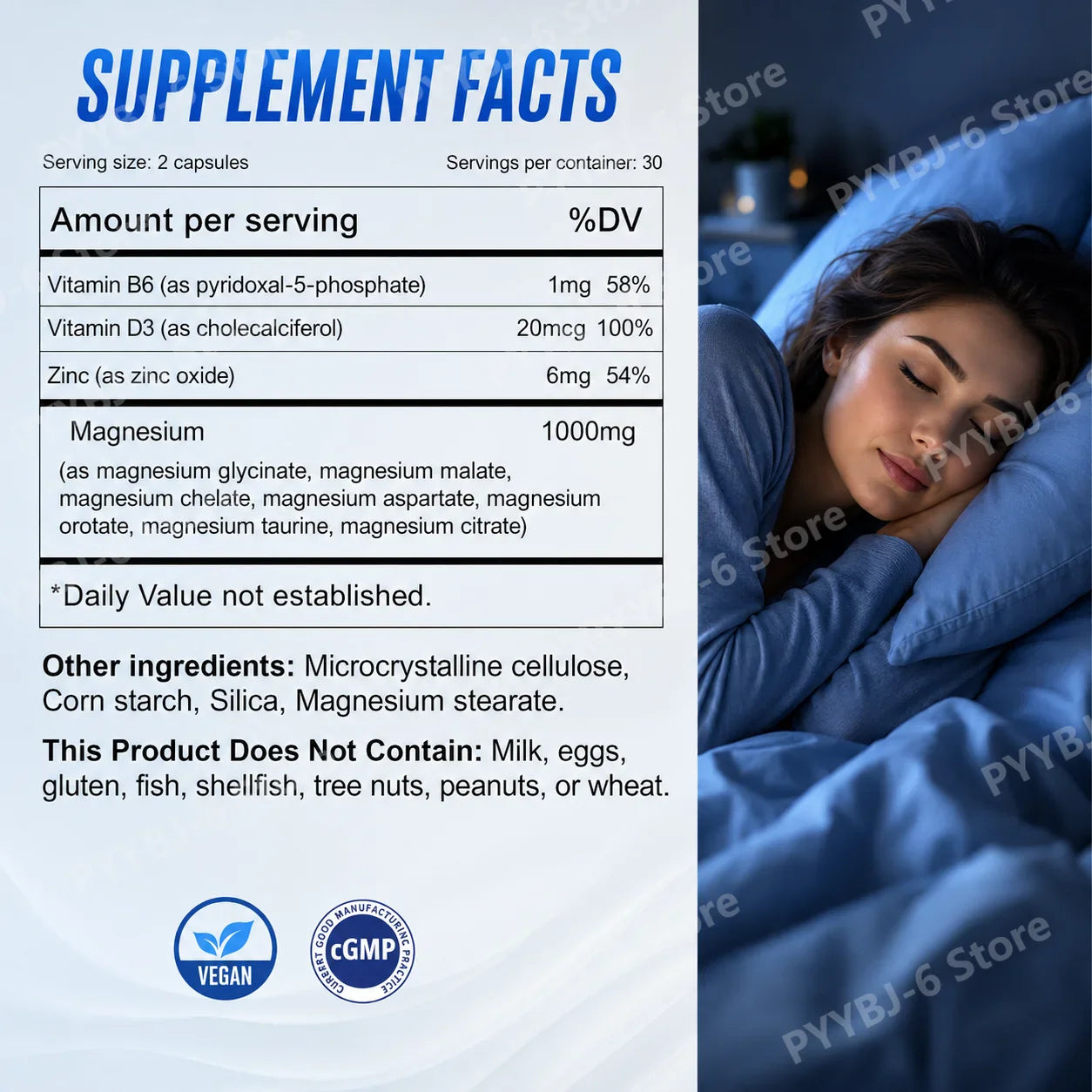 Magnesium 7 Complex 1000mg – Glycinate, Citrate, Zinc, D3 & B6 60ct