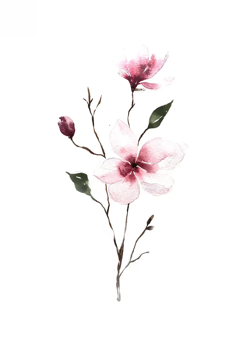 Watercolor Floral Canvas Wall Art Print | Unframed Poster