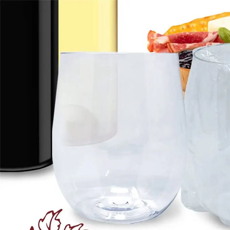 20-Pack Stemless Disposable Plastic Wine Glasses – Crystal Clear