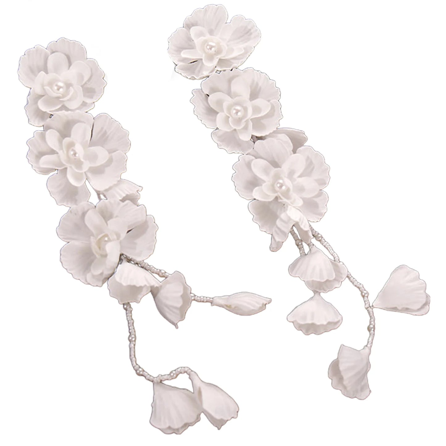 Pearl Hairbands Earrings for Woman Floral Hair Accessories Ear Clips for Special Occasions Party Peaceful Pleasures Health and Wellness A