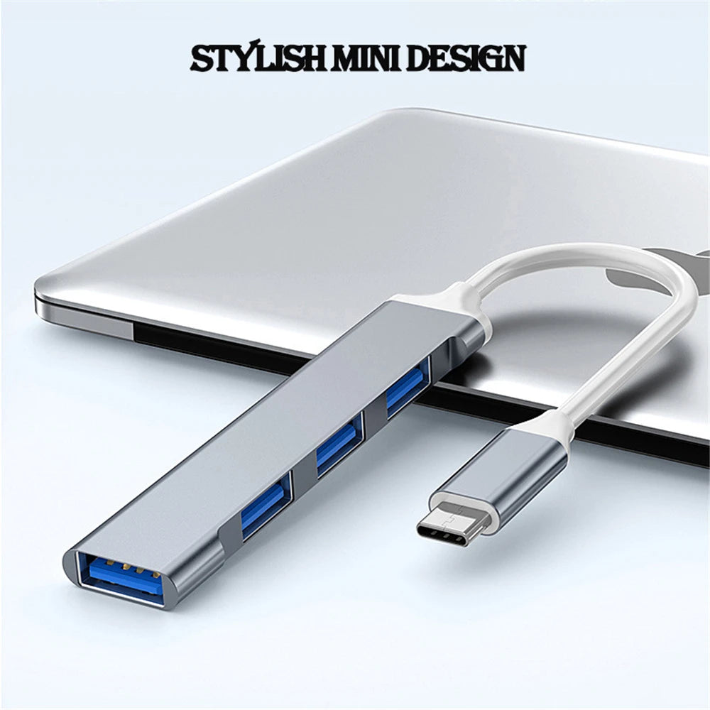 USB-C to 4-Port USB 3.0 Hub OTG Adapter | 5Gbps MacBook PC