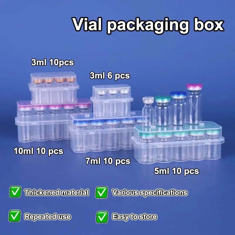 5PCS 3/5/7/10mL Vial Storage Case Stackable Plastic Microtube Storage Box Clear Freezer Tube Box Diabetic Supplies Peaceful Pleasures Health and Wellness
