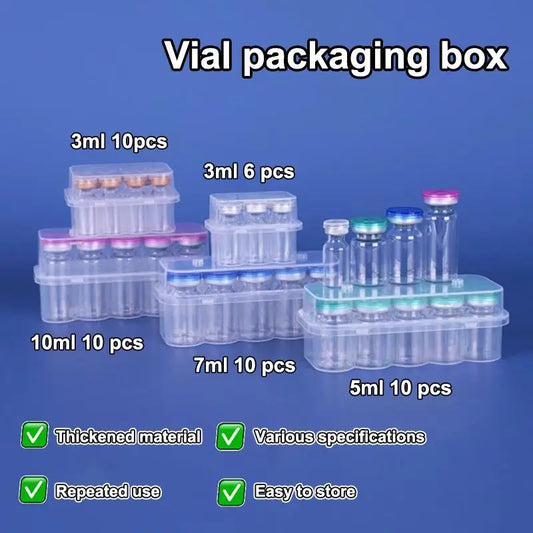 5PCS 3/5/7/10mL Vial Storage Case Stackable Plastic Microtube Storage Box Clear Freezer Tube Box Diabetic Supplies Peaceful Pleasures Health and Wellness