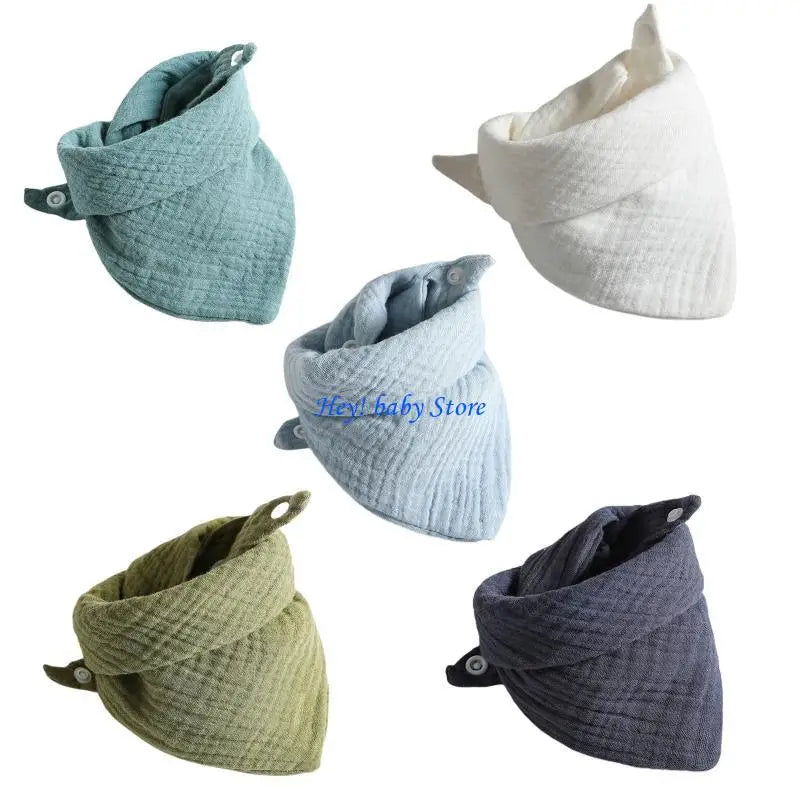 5-Pack Muslin Cotton Baby Bibs | Soft Snap Triangle Drool Bibs