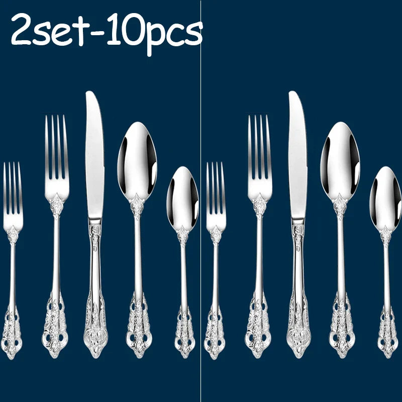 Gold Plated Stainless Steel Cutlery Set – Knife, Fork & Spoon