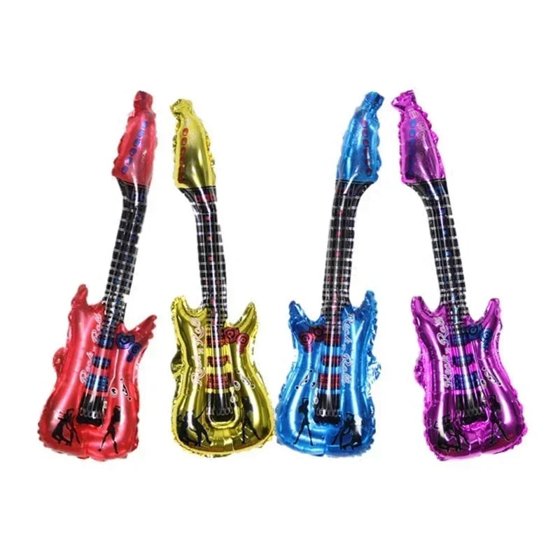 Cartoon Guitar Balloons Inflatable Musical Instrument Kids Birthday