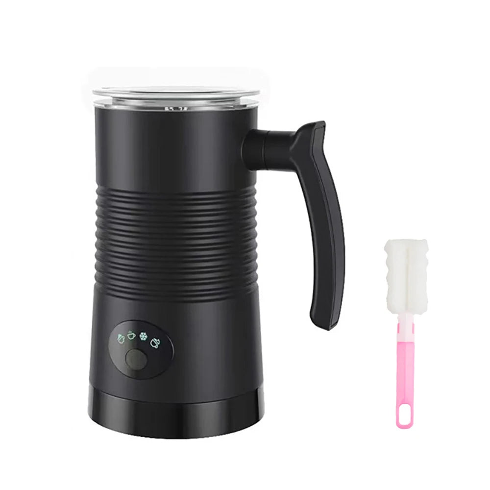 Electric Milk Frother Automatic Rotary Foamer for Coffee Cappuccino Latte 4 in 1 Hot and Cold Foam Maker Milk Frother Foamer Peaceful Pleasures Health and Wellness Black EU