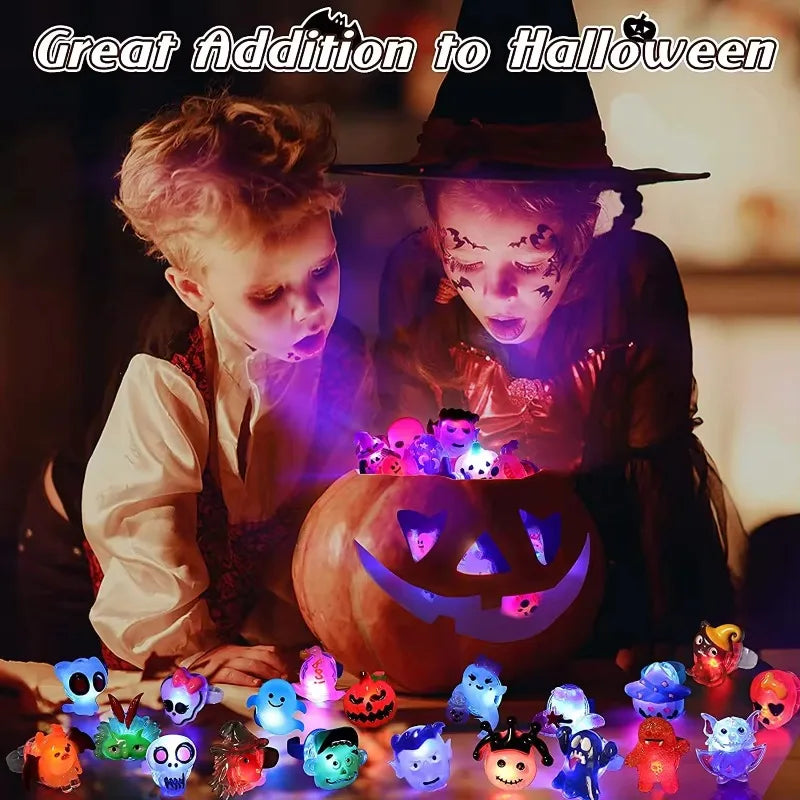 Halloween Glow Pumpkin Finger Rings – Bulk Party Favors 50–200