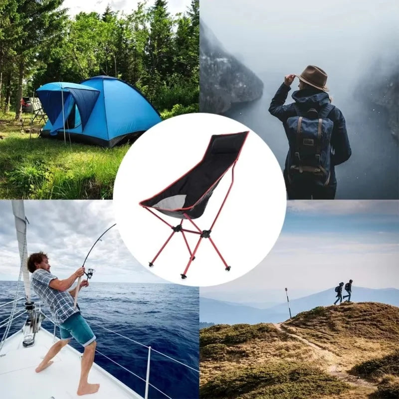 Outdoor folding chair - Compact and ultra-light portable leisure recliner for camping, beach, fishing. Aluminum alloy moon chair Peaceful Pleasures Health and Wellness