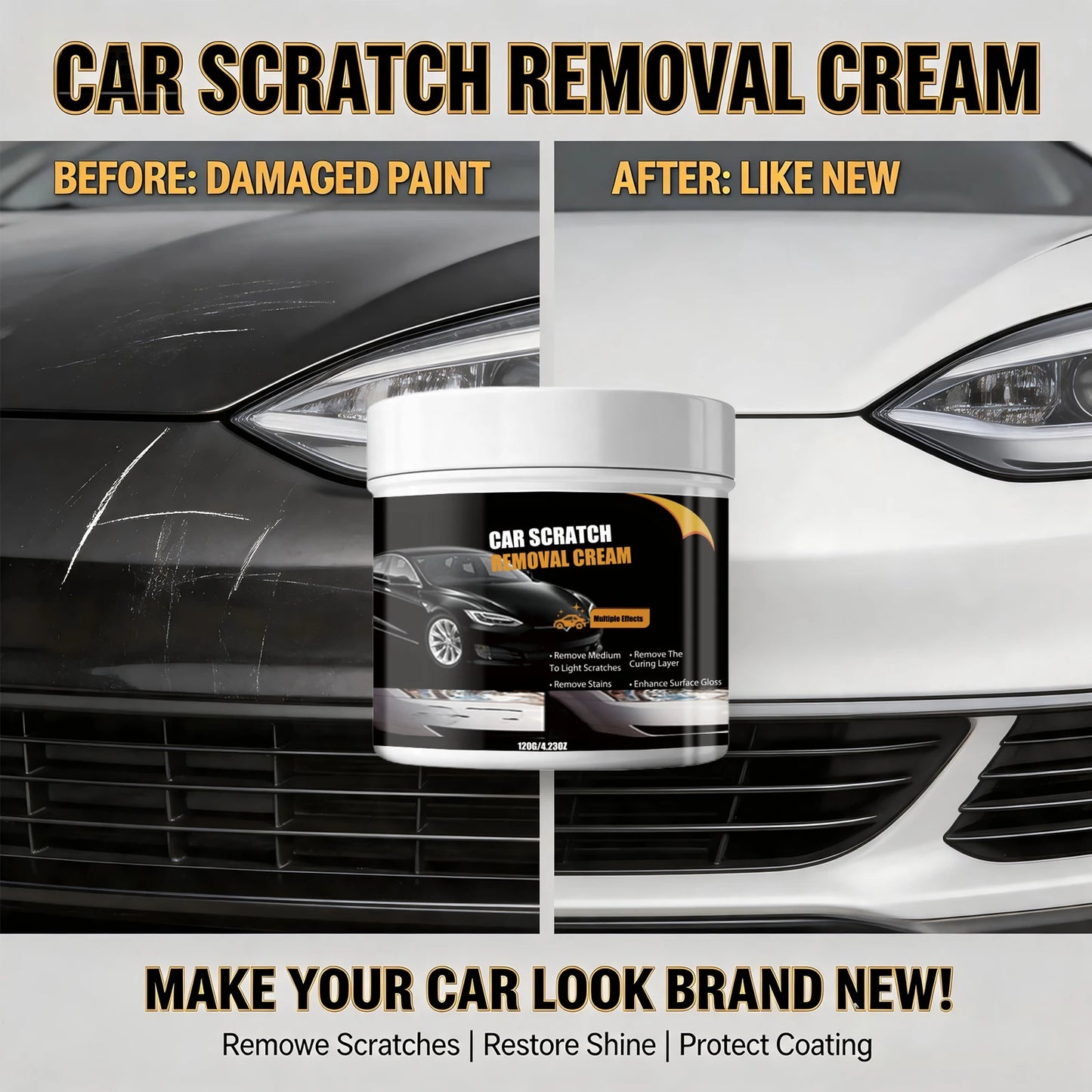 Car Scratch Removal Cream for Light/Medium Scratches, Stain Removal Restores Gloss Gentle Paint Polish for All Auto Finishes Peaceful Pleasures Health and Wellness