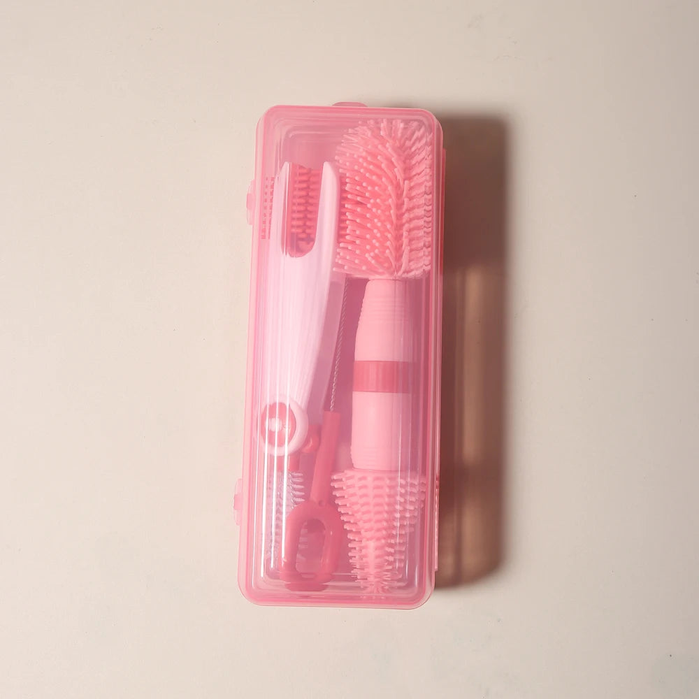 4-in-1 Baby Bottle Cleaning Set | Silicone & Straw Brushes