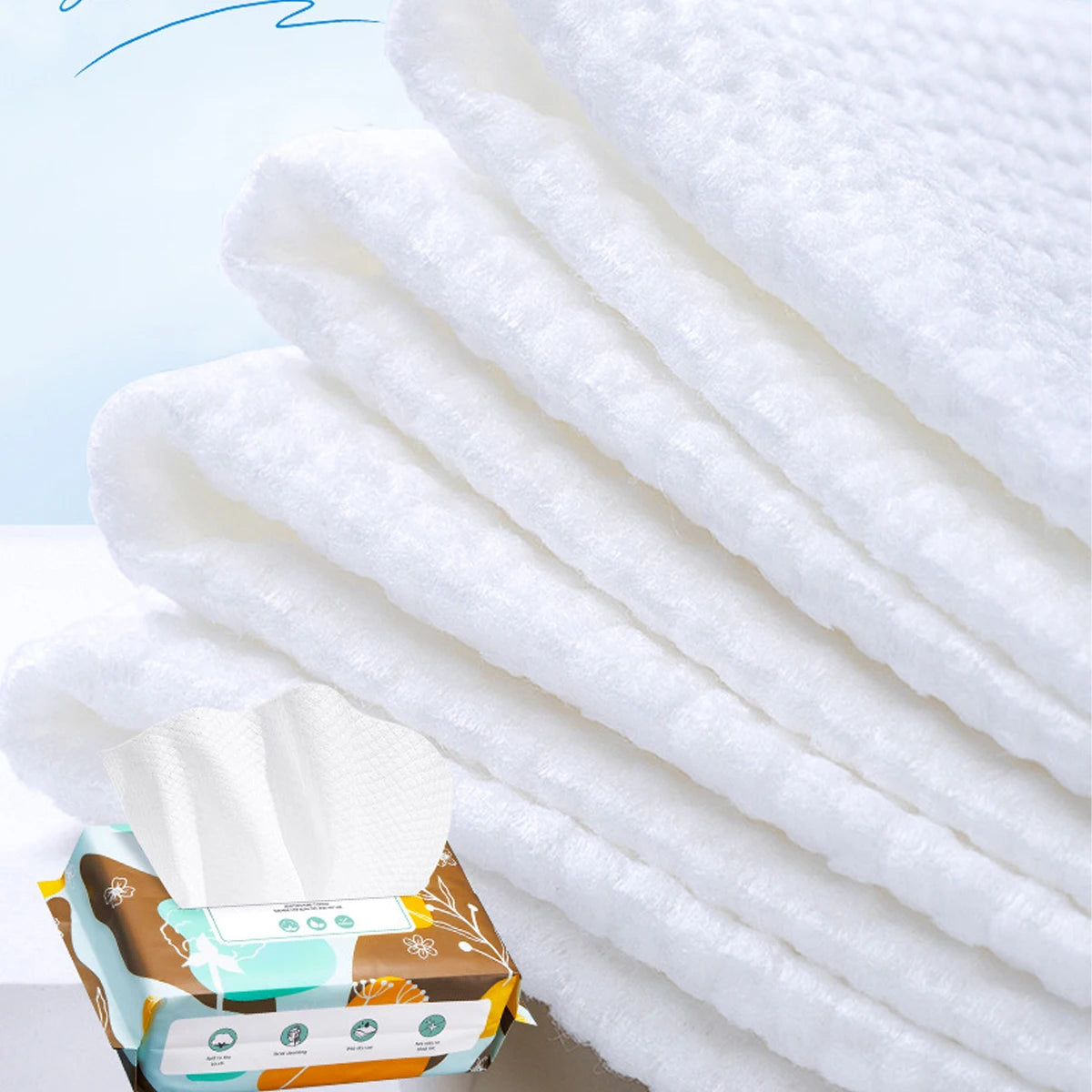 50-Ply Cotton Face Wipes – Makeup Remover & Facial Cleansing