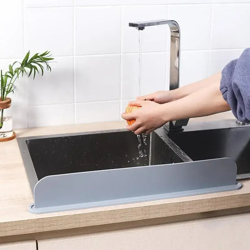 Reusable Silicone Barrier Countertop Sink Splash Guard Splashproof Bathroom Home Dish Washing Suction Cup Board Water Baffle Peaceful Pleasures Health and Wellness