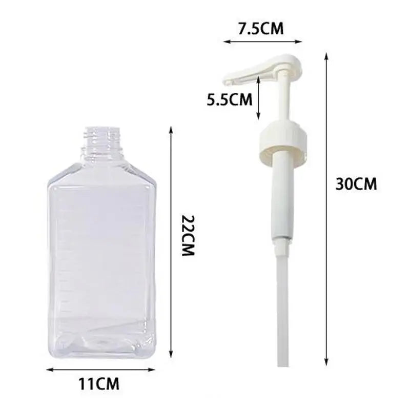 With Hydraulic Pump Nozzle Head Kitchen Honey Jar Container Home 1600ml Liquid Dispenser With Scale Coffee Syrup Bee Drip Bottle Peaceful Pleasures Health and Wellness 1PCS