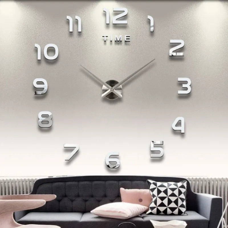 2026 Modern Design Large Wall Clock 3D DIY Quartz Clocks Fashion Watches Acrylic Mirror Stickers Living Room Home Decor Horloge Peaceful Pleasures Health and Wellness