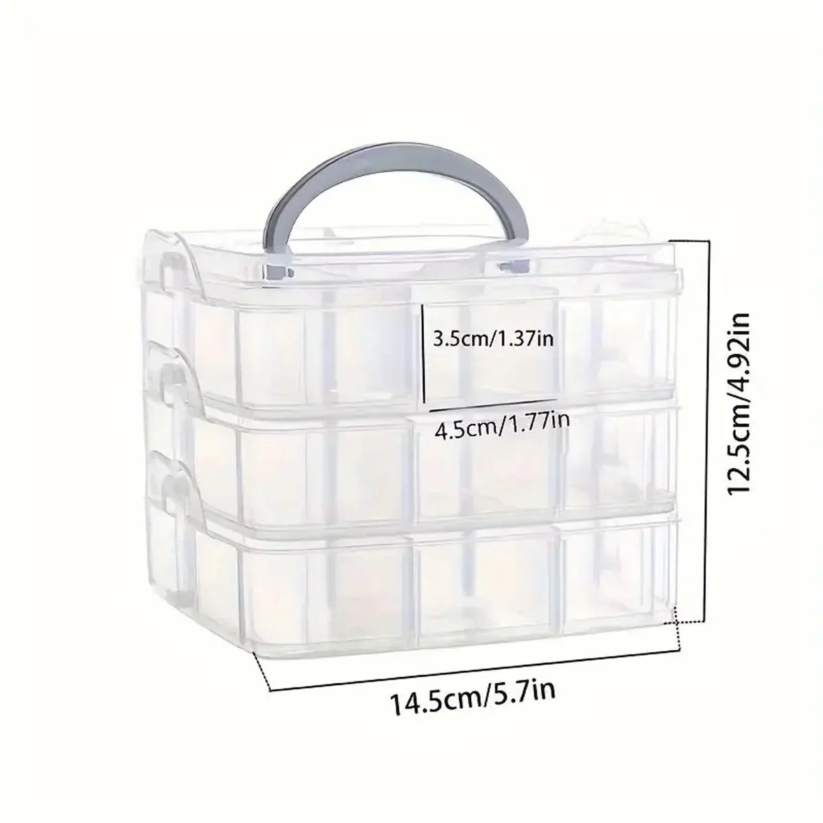 3-Tier Stackable Clear Storage Box – 18-Compartment Organizer