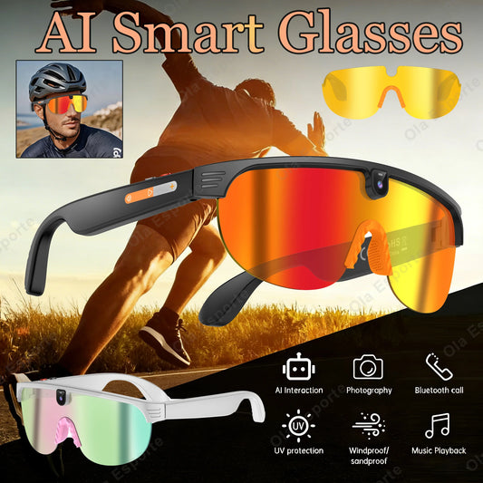 AI Smart Cycling Glasses Men 800W Camera Video with Translation Sunglasses Call Music 4K HD Color Change Sports Glasses 2026 New Peaceful Pleasures Health and Wellness