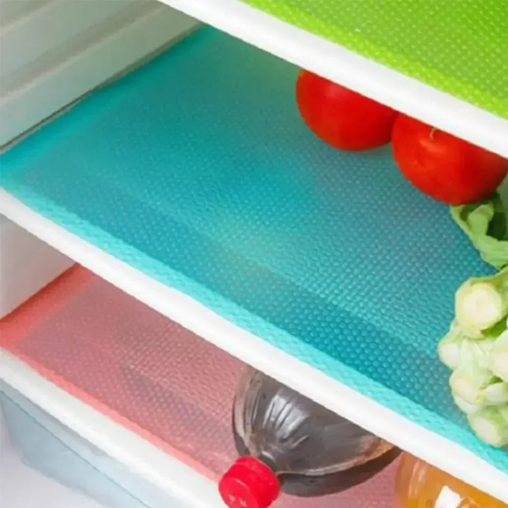 4-Pack Washable Fridge Liner Mats – Non-Slip, BPA-Free EVA