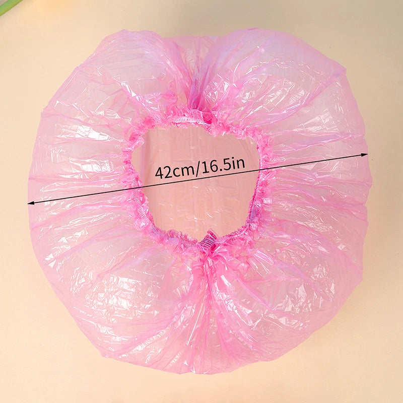 80pcs Shower Cap Head Cover Elastic Plastic Thickened Pink Round Cover Food Kitchen Bathroom Accessories Food Preservation Bag Peaceful Pleasures Health and Wellness