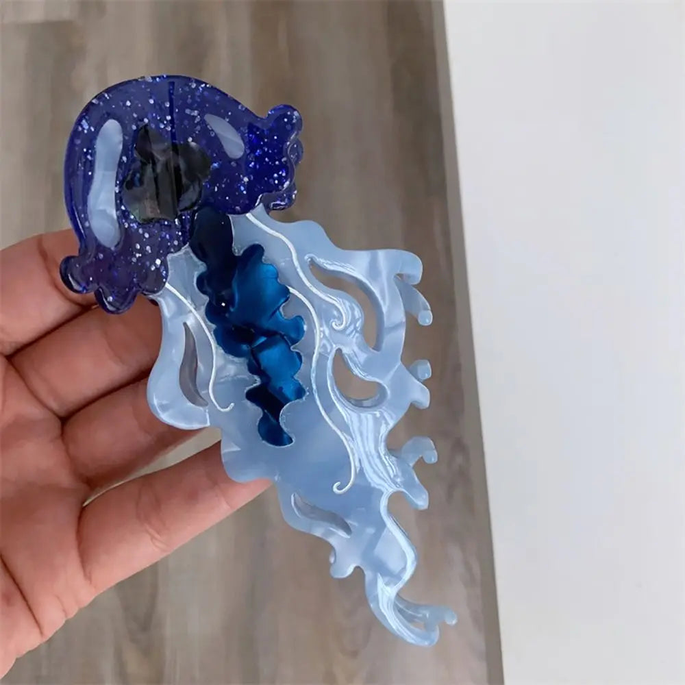 Shark & Jellyfish Acetate Hair Claw Clip – Marine Life Design