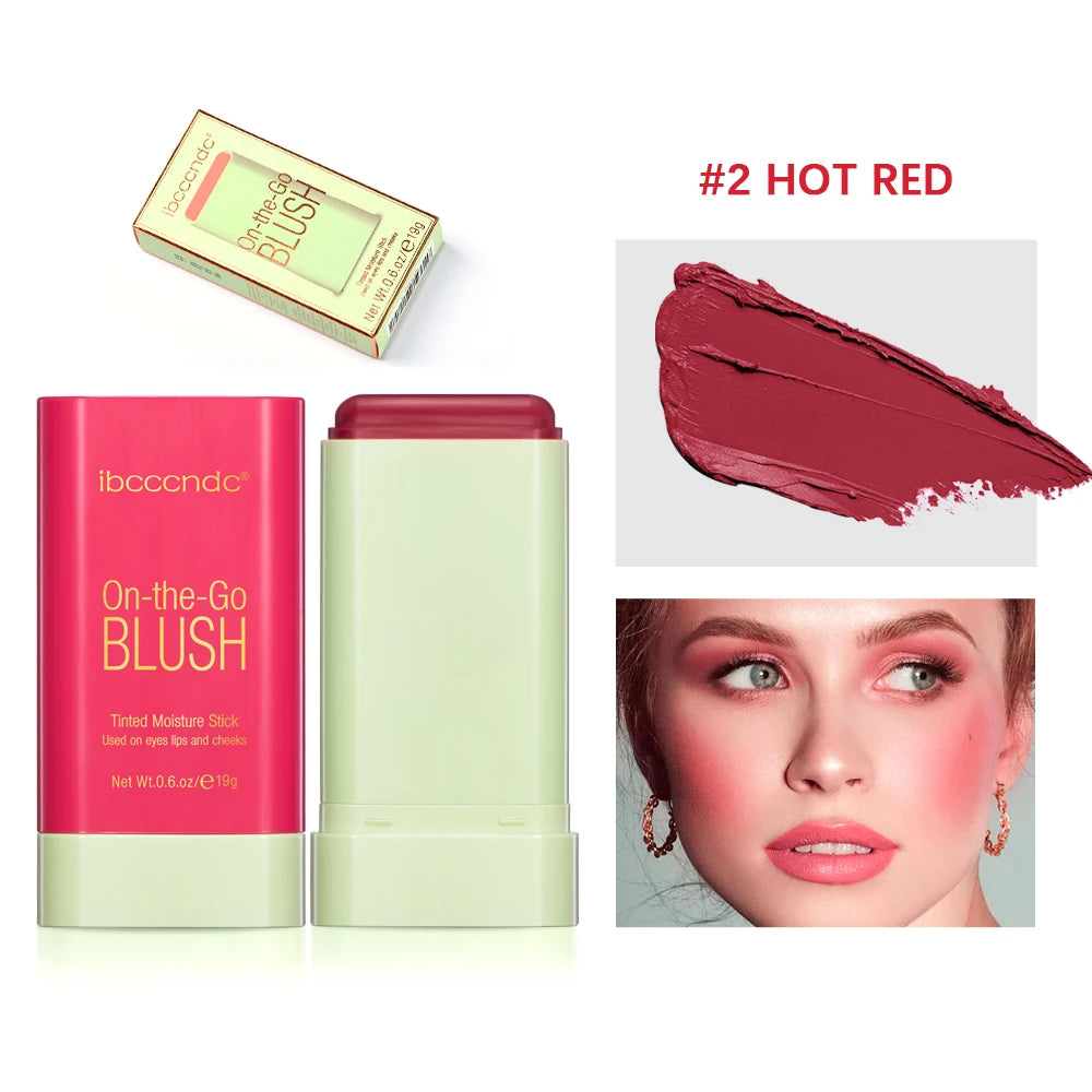 Long Lasting Non-Fading Silky Smooth Cream Blush for Cheeks1 Piece Lips Eyes Christmas Gift Smudge-Proof Multi-Use Blush Stick Peaceful Pleasures Health and Wellness red