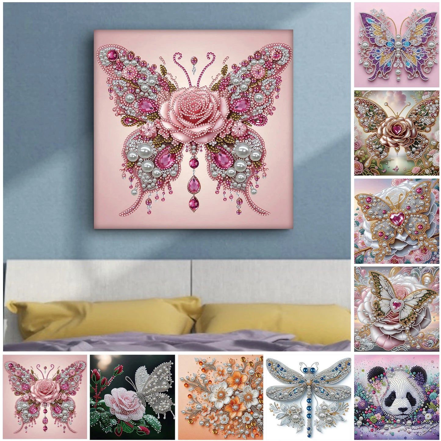 Pearl Gem Diamond Art Painting Kit with Frame 9.84x9.84in DIY Art Craft Pearl Diamond Painting for Adults Home Wall Decor Peaceful Pleasures Health and Wellness