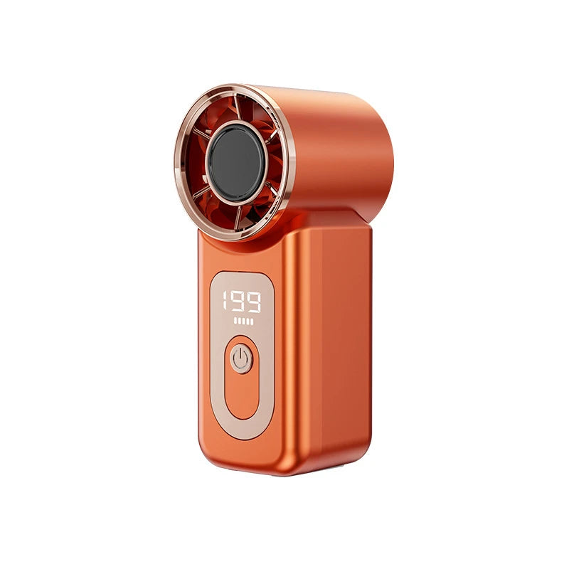 Handheld Turbo Fan High Speed 20000rpm USB Rechargeable Long Endurance Powerful Portable Outdoor Summer Fan For Travel Peaceful Pleasures Health and Wellness Orange