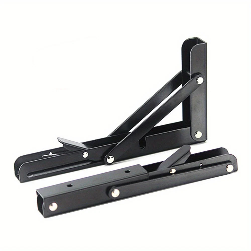 2-Pack Black Folding Bracket Shelf for Camper Van RV Motorhome