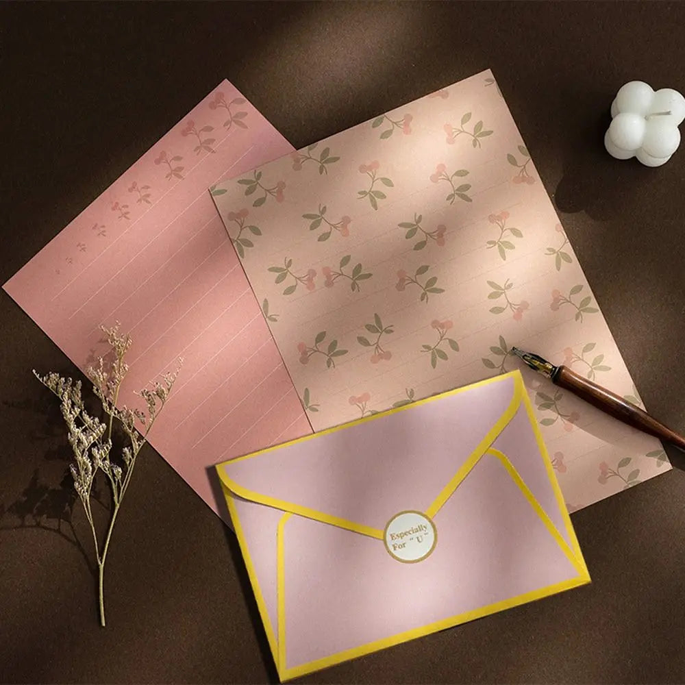 Gift Card Flowers Floral Envelopes with Stickers Greeting Letter Pads Kawaii DIY Postcard Letter Writing Paper Wedding Party Peaceful Pleasures Health and Wellness
