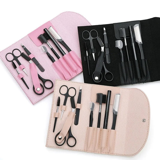 8Pcs Stainless Eyebrow Grooming Kit Storage Bag 7/8in1 Professional Tweezer Set Precision Tweezers Eyebrow Comb Peaceful Pleasures Health and Wellness