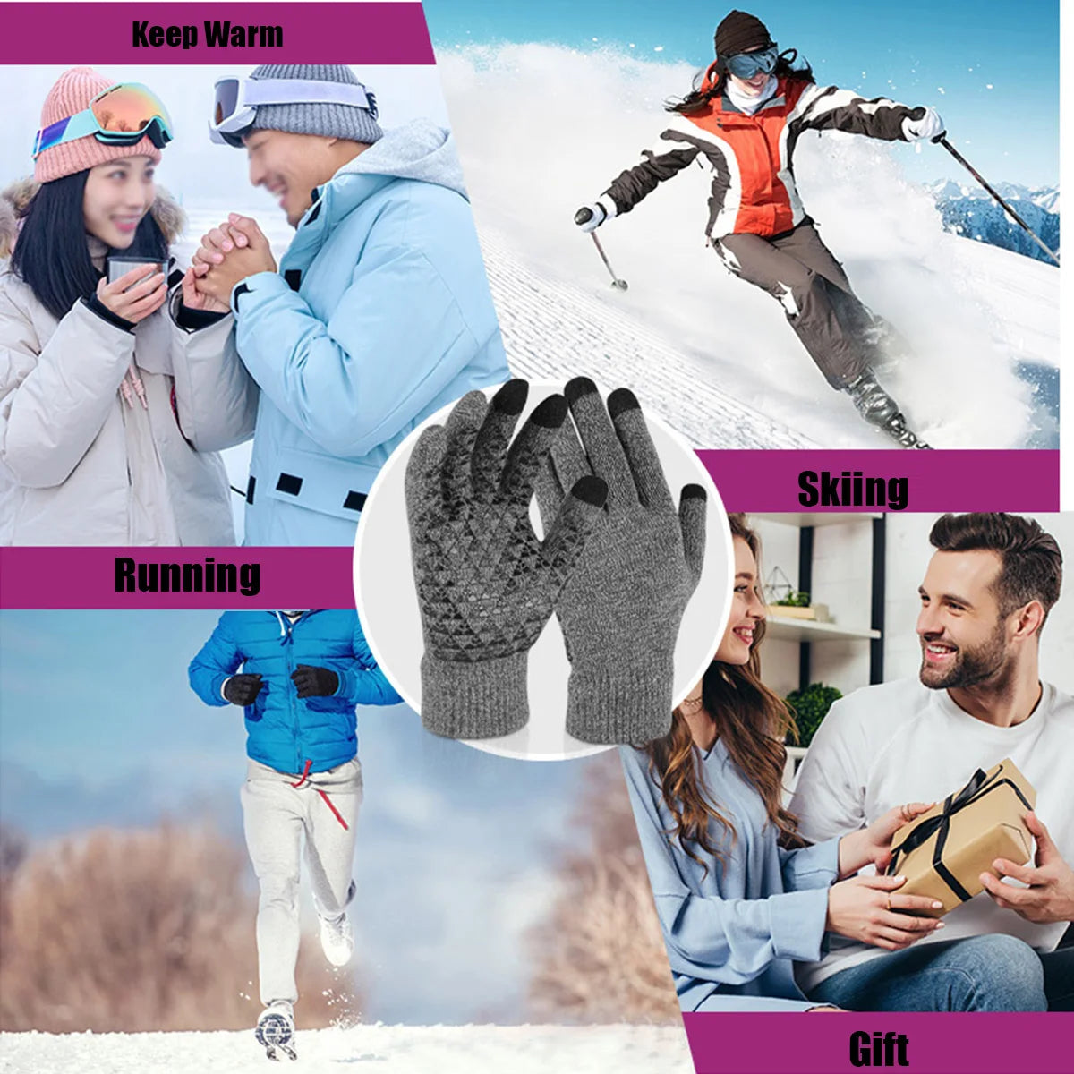 Velvet Touch Screen Winter Gloves – Anti-Slip Knit | Unisex