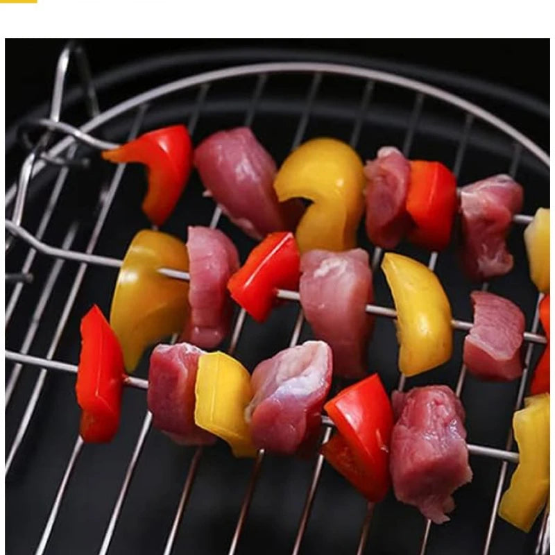 Outdoor grill set with skewers square air fryer grill steamer stainless steel barbecue bracket Peaceful Pleasures Health and Wellness