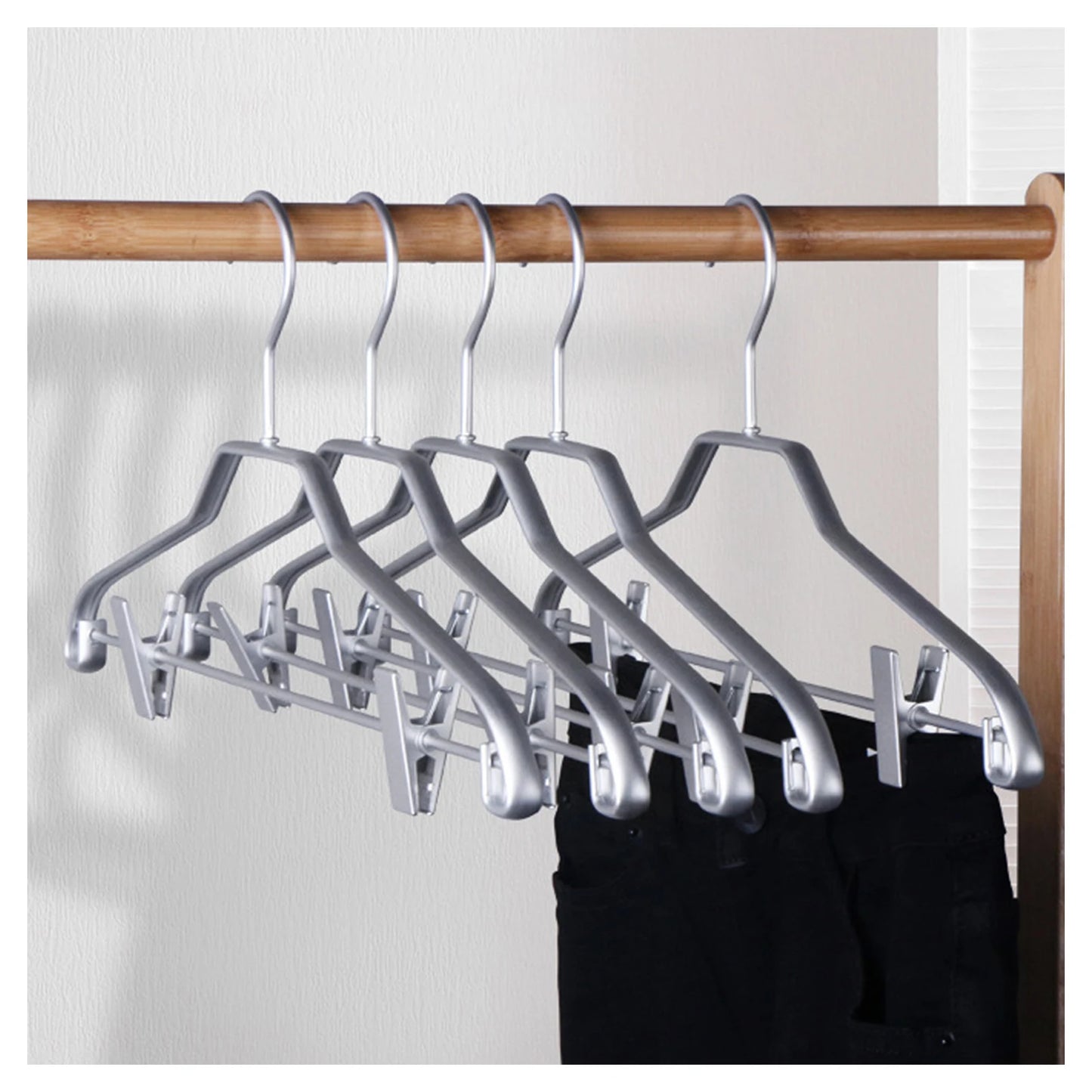 5PCS Aluminum Alloy Clothes Rack Hanging Clothes Rack Home Drying Rack Jacket Coat Hanger Thick Clothes Storage Racks Peaceful Pleasures Health and Wellness 5PCS 9 S