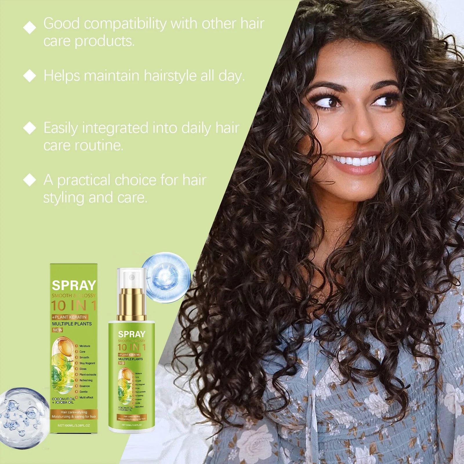 Plant Keratin Hair Care Spray Deep Moisturizing Improve Damaged Hair Quality Relieve Dryness Gloss Nourishing Hair Essence Spray Peaceful Pleasures Health and Wellness