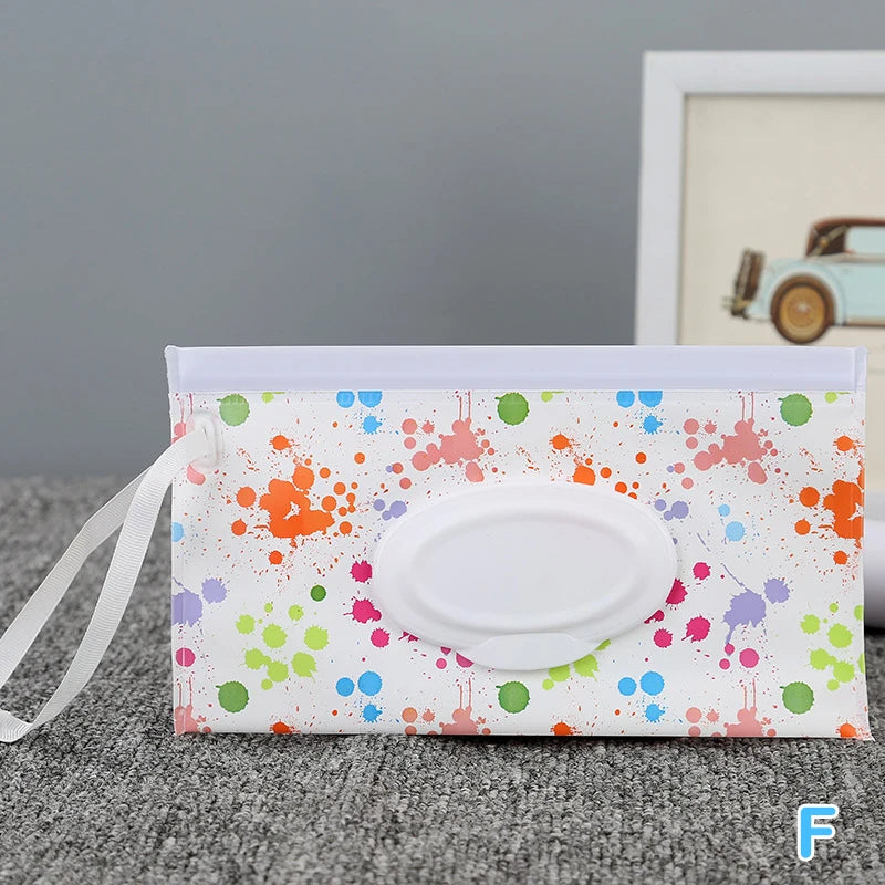 Portable Baby Wet Wipes Dispenser Bag | Cartoon Snap-Strap Pouch