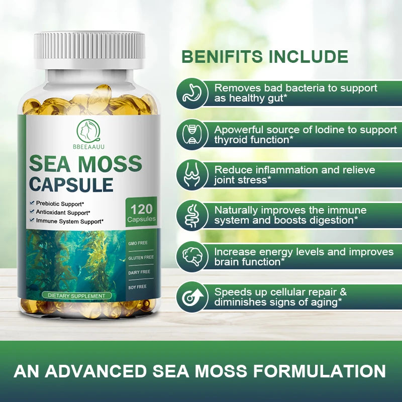 Sea Moss Capsules – Immune, Thyroid & Skin Support Supplement Dietary Supplement Peaceful Pleasures Health and Wellness