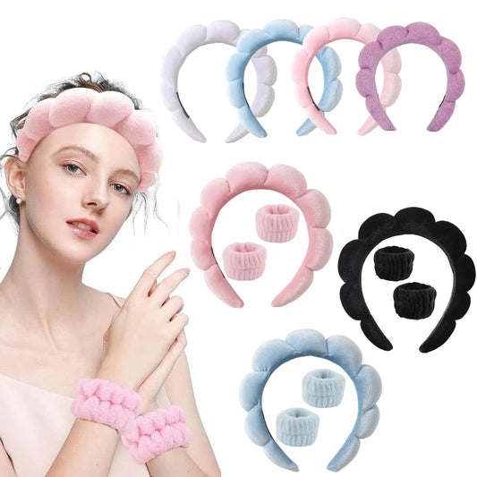 Fashion Microfiber Washing Wristbands Scrunchies Puffy Headband Spa Peaceful Pleasures Health and Wellness