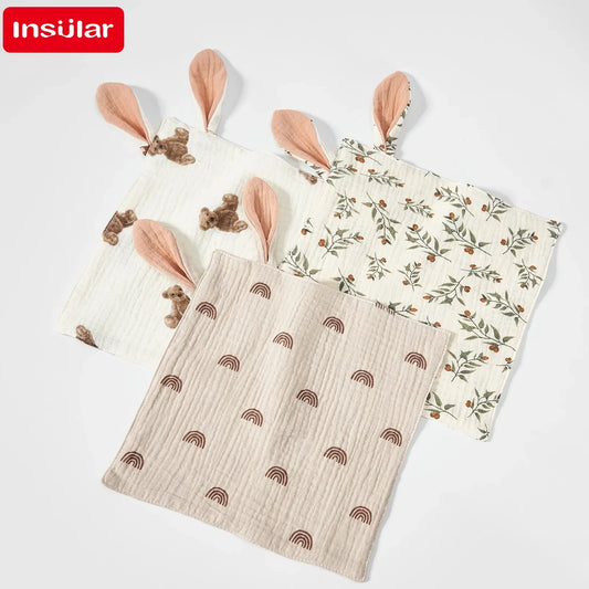 Baby Muslin Washcloths Cartoon Print Burp Cloths & Bibs 0–12M Baby Muslin Washcloth Peaceful Pleasures Health and Wellness