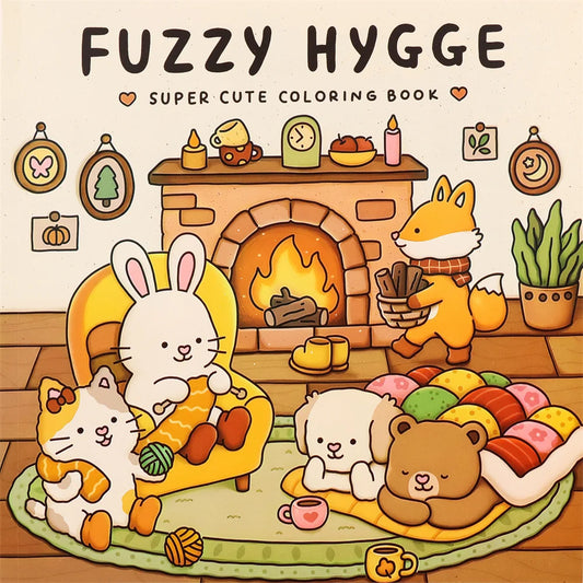 Cute Animals Coloring Book Adults Teens Large Print Easy Patterns Peaceful Pleasures Health and Wellness FUZZY HYGGE