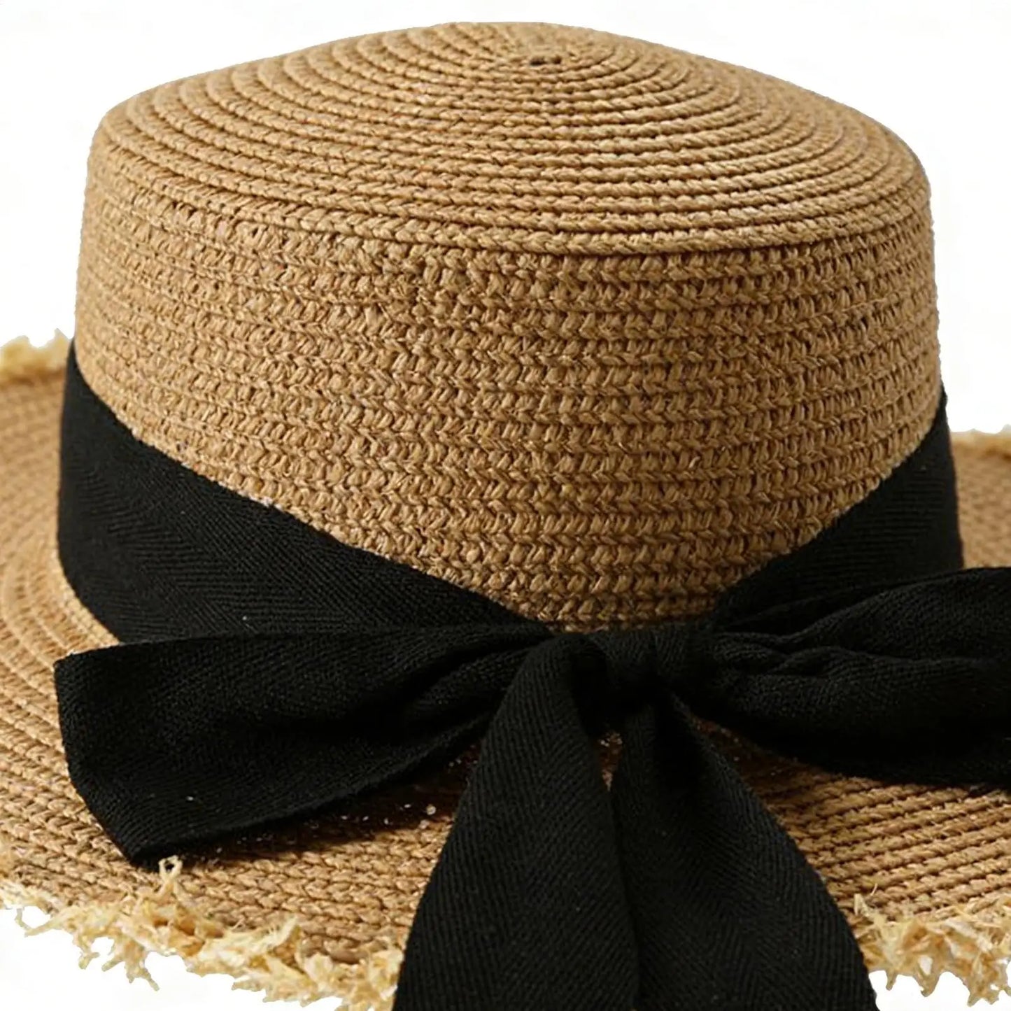 Wide Brim Raffia Straw Sun Hat – Breathable Beach Panama Hat
