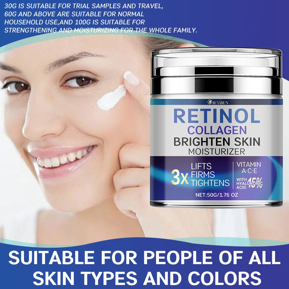 SUYARUN Retinol & Collagen Anti-Aging Face Cream - Wrinkle Reduction, Moisturizing & Brightening, Improve dry skin. Peaceful Pleasures Health and Wellness