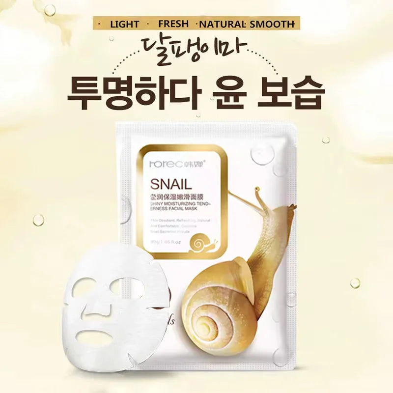 10-Pack Snail Mucin Sheet Masks – Moisturizing & Oil Control