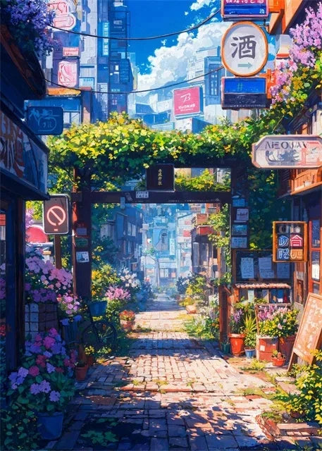 Japanese Sakura Street Canvas Wall Art | Unframed Poster Print Canvas Wall Art Peaceful Pleasures Health and Wellness ZLH5582 30x45cm No Frame