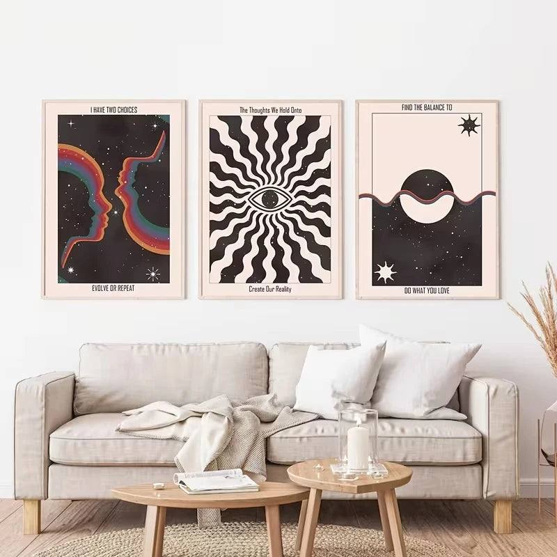 3-Piece Meditation Cosmic Canvas Wall Art | Bedroom Decor