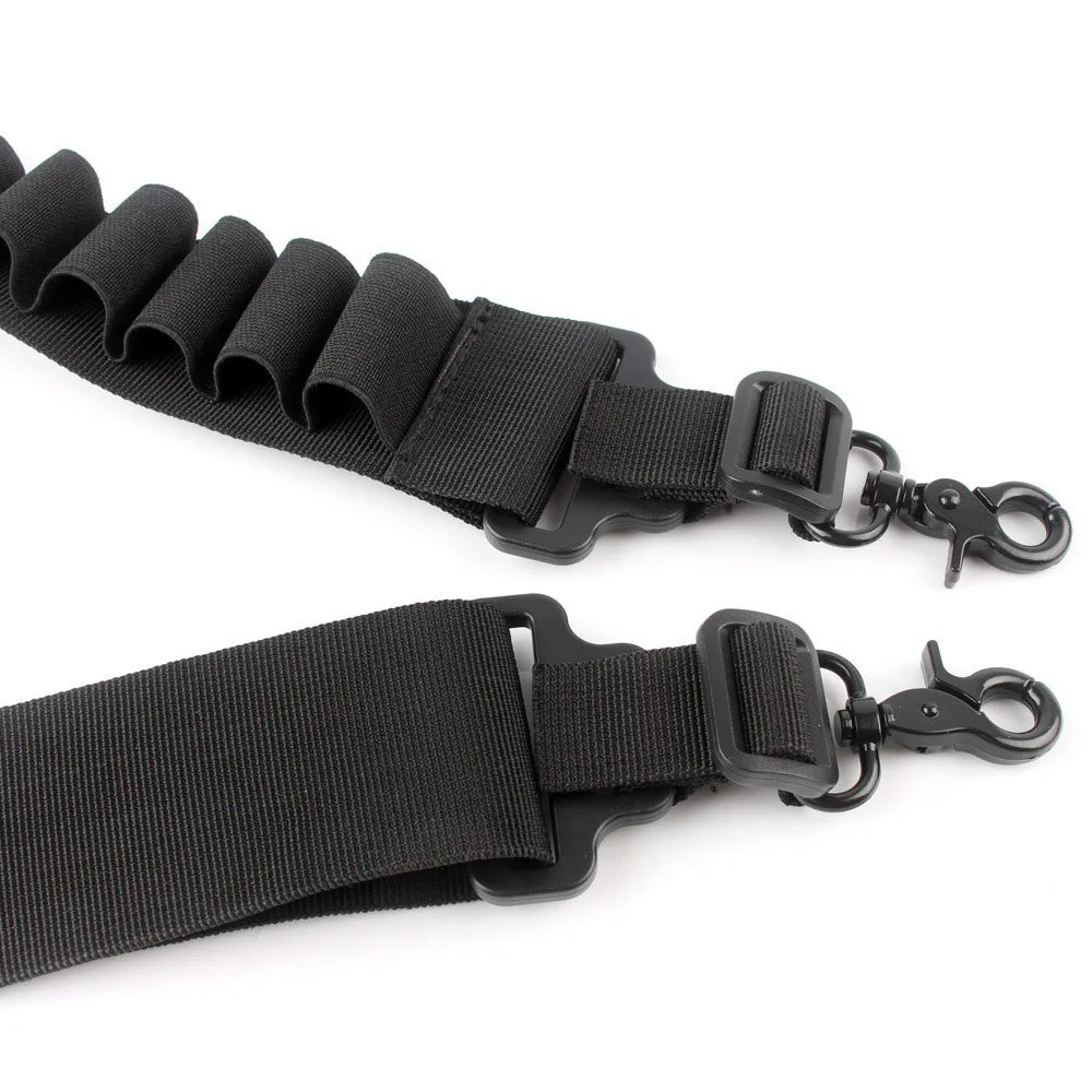 Tactical Double Point Shooting Gun Sling 15 Round Shotgun Shell Bandolier 12& 20 Gauge Stealth Rifle Ammo for Shell Count Peaceful Pleasures Health and Wellness